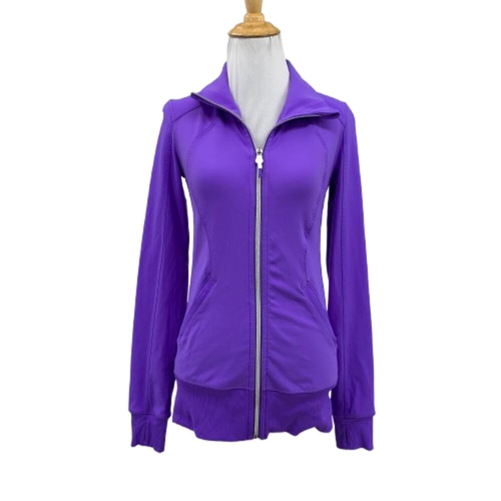 Lululemon Jacket Womens 4 Deep Purple Contempo Zip Up Thumbholes Breathable Yoga